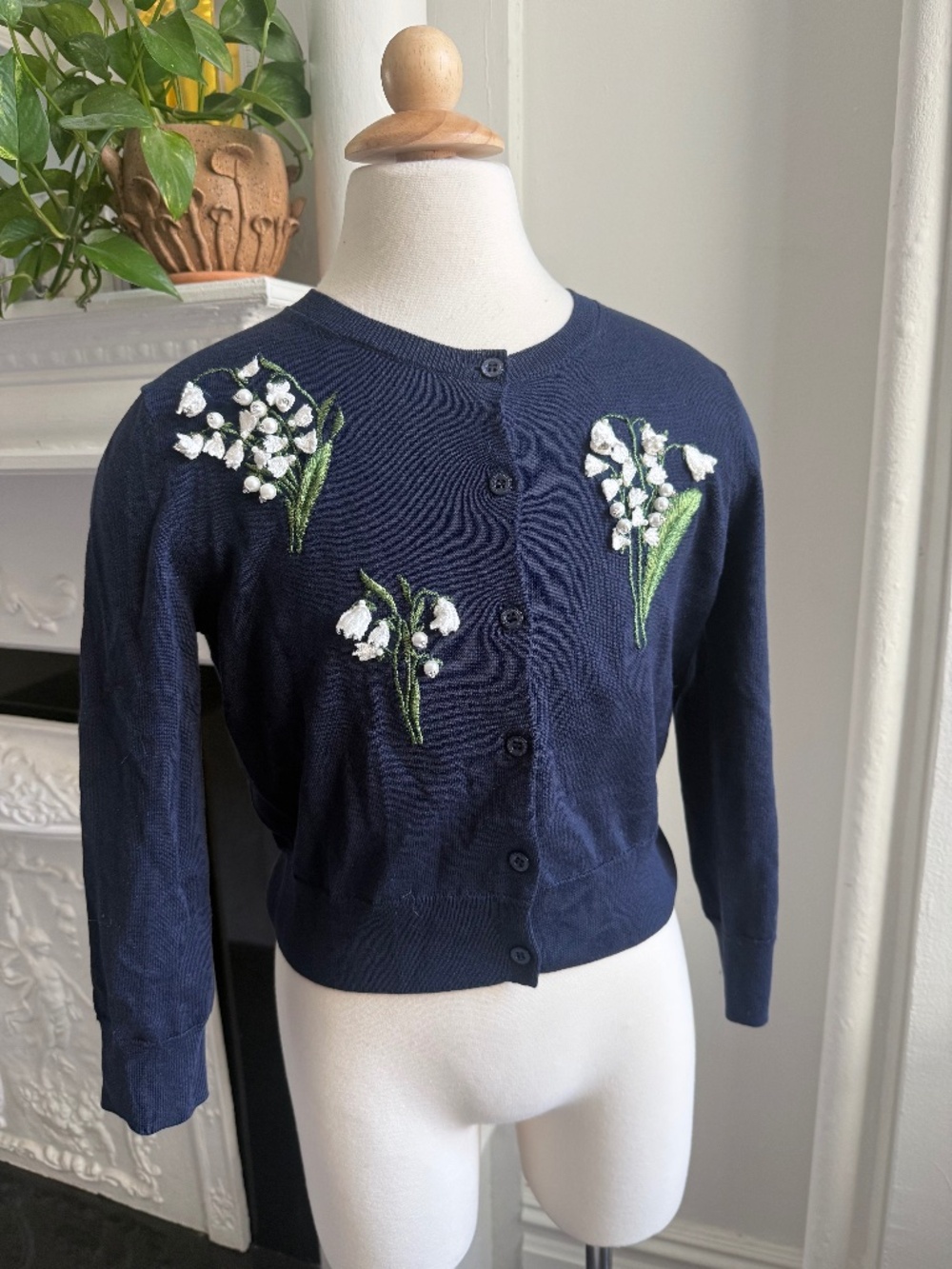 Carolina Herrera Silk Embroidered Cardigan-XS